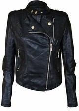 New Womens Ladies Biker Jacket