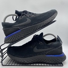 Nike Epic React Flyknit Black Blue Trainers Size UK 8 Mens Knit Gym Running