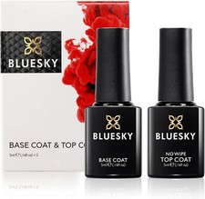 BLUESKY Gel Nail Polishes, No Wipe Top Coat and Base Coat, Soak Off LED UV Ge...