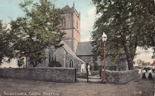 Postcard church stretton - church,