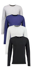 Mens Long Sleeves T shirt Plain Cotton Strech Gym Athletic Thermal Tee Tops 064