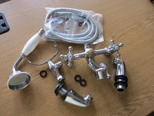 Victorian Telephone Style Chrome Bath Mixer Taps & Shower