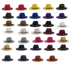 Women Ladies Large Wool Felt Trilby Fedora Jazz Wide Brim Hat Cap Gangster
