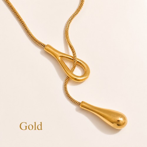 Gold silver drop lariat - drop,