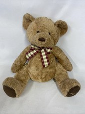 ALFIE Teddy Bear Vintage Soft Plush By Russ Berrie Tartan Ribbon