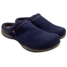 Clarks Shoes Women 8.5 Blue Roseville Echo Suede Slip On Mule Clogs Comfort
