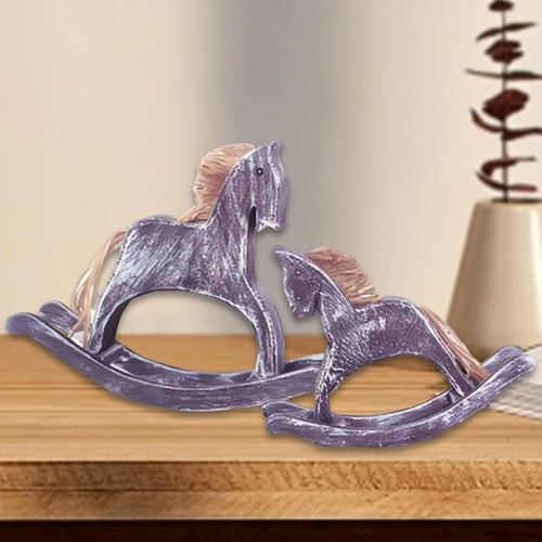 2pcs wooden horse figurines - wooden,