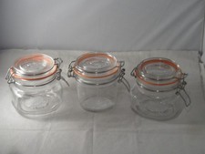 3 Ravenhead Kilner Glass Jars 500ml? Lever Clamp Tops 11cm High 11cm Wide & 10cm