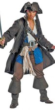 Mens Pirates Of The Caribbean Fancy Dress Deluxe Captain Jack Sparrow Costume
