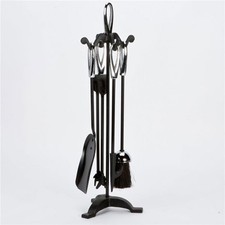 Inglenook 5 Piece Black And Chrome Fireset With Oval Handles FIRE59