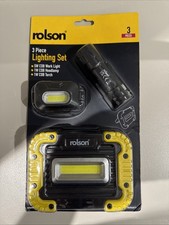 Rolson 3 Piece Lighting Set COB Torch, COB Work Light & COB Headlamp