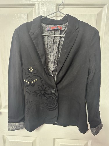 Desigual black floral blazer - black,