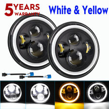 Pair LED BLACK Headlights For Land Rover Defender 90 110 RHD E MARKED 7" H4 9003