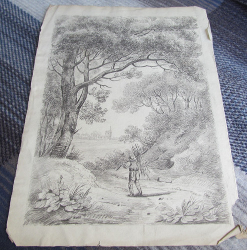 Antique pencil drawing - pencil,