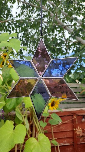Stained glass purple star - glass,