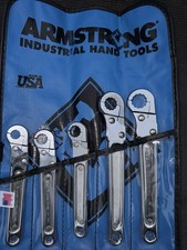 Armstrong Industrial Tools USA Nos Ratcheting Flare Nut Wrench Set Rollup Case 