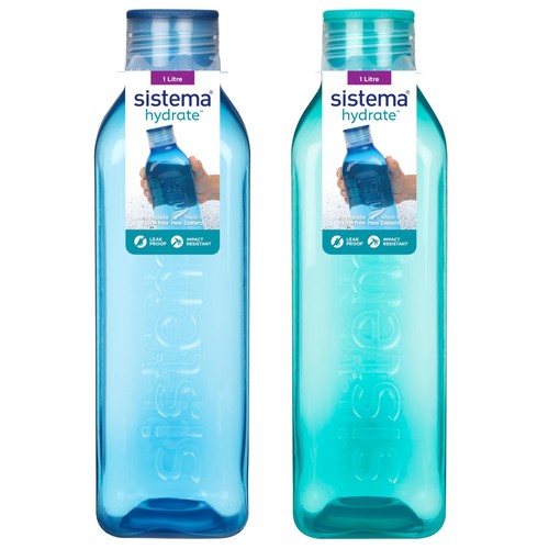 Square water bottle - water, system