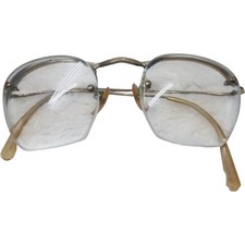 Vintage Shield Glasses Gold Frame Men Optical Eyewear Retro Style