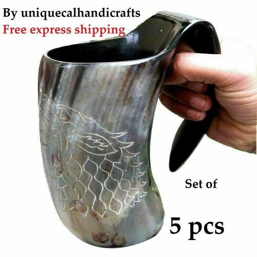 Wolf viking drinking horn mug - horn,