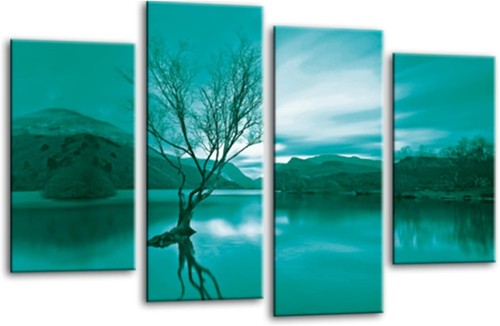 Landscape wall art teal living - wall,