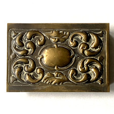 Antique Brass Matchbox Holder Embossed Art Nouveau Style Vintage