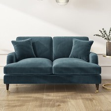 Blue Velvet Sofa 2 Seater with
