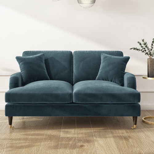 Blue velvet sofa seater - blue, 2