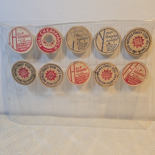 Vintage milk bottle caps - vintage,