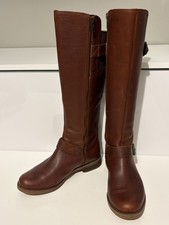 Timberland Women’s Savin Hill Buckle Knee High Side Zip Boots Size UK 3.5 Brown