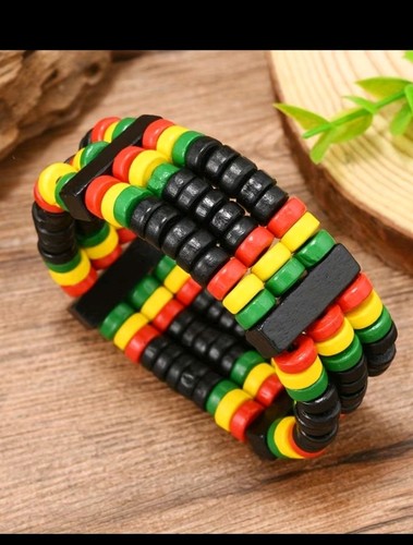 Rasta wooden bead bracelet - bead,