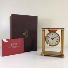 Garrard London Clock Brass Cased Gold Plated Quartz Column Mantel 1987 PR. 301