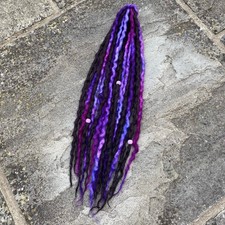 10x DE Wool Dreadlock Extensions - Custom Length - Midnight Amethyst - Festival