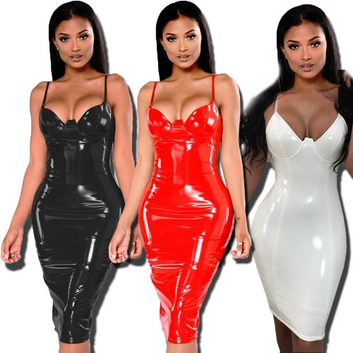 Wet look bodycon dress - dress, womens