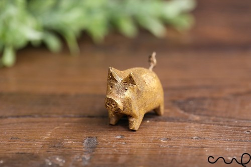 Handmade wooden pig ornament - wooden,