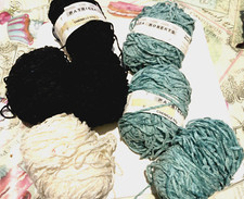 Rare Vintage Patricia Roberts Chenille Black, Turquoise, Cream job lot