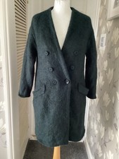 Zara Green Mohair Blend Overcoat Size Medium