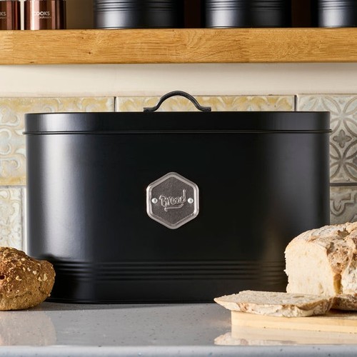 Bread bin labelled - labelled, metal