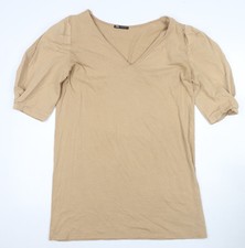 Zara Women's Beige V-Neck Puff