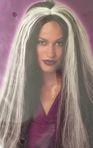 Black wig with white - black,