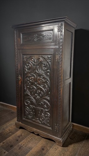 Antique solid oak carved hall - antique,