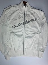 Vintage Quiksilver Full Zip Track Jacket Mens XL White Multi Logo Y2K Skate Surf