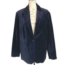 Lauren Ralph Lauren Navy Velvet Blazer 18W Stretch Blue Formal Classic Preppy