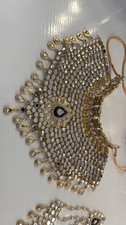 Asian Indian/Pakistani Bridal Yellow Gold Crystal Necklace Jewelry FULL Set