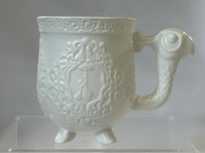 Rare Disney Mary Poppins Umbrella Parrot Handle White & Pink Ceramic Footed Mug