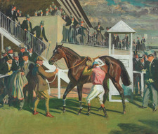 A Winner at Epsom by  equestrian artist Sir Alfred Munnings, Rare hardback Print