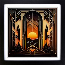 Art deco sunset - art,
