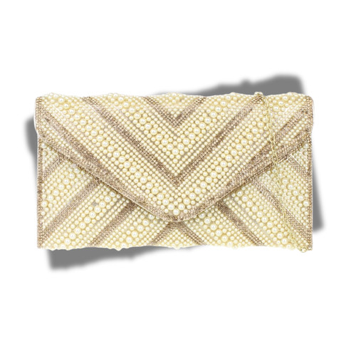 Pearl beaded envelope clutch - beaded,