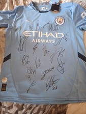 Hand Signed Manchester City Squad Signed Shirt With Club Coa