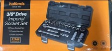 Halfords 18 Piece 3/8 inch Drive Imperial Socket Set Complete 72 tooth ratchets