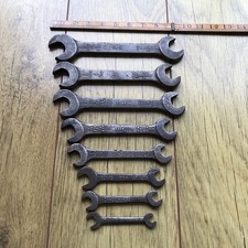 8 Vintage 1940s Snail Brand Whitworth Spanners 5/8”  W to 1/8” W.